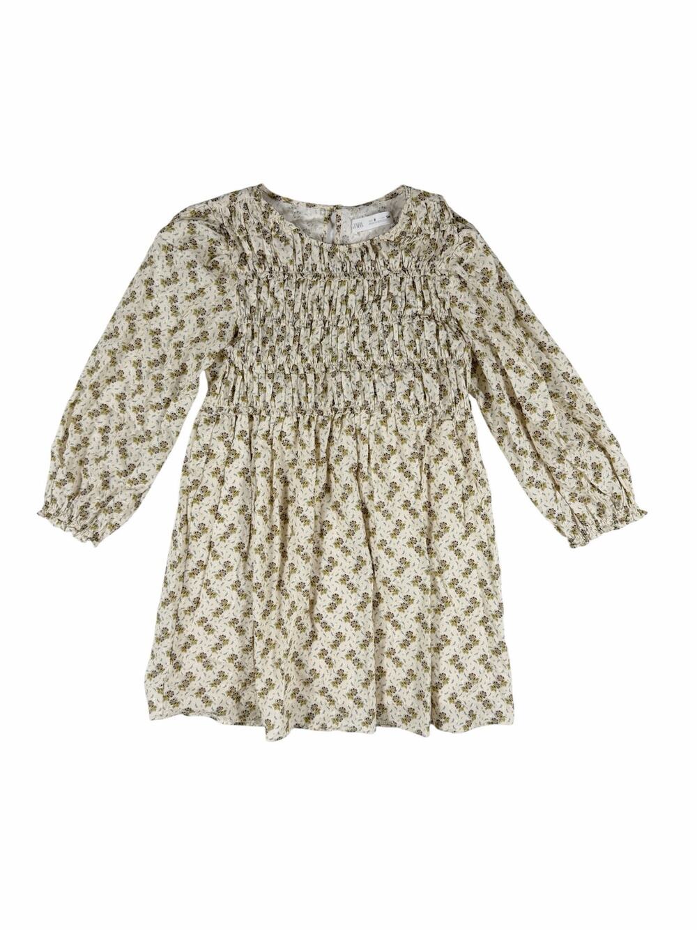 Zara Girls Smocked Floral Long Sleeve Dress Size 9 (134)